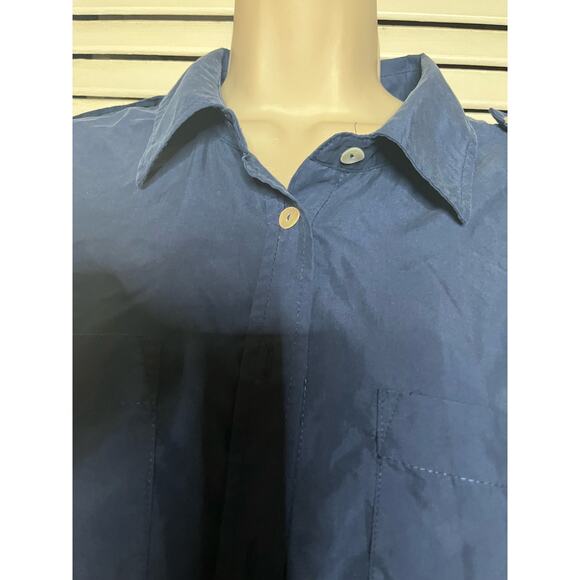 Chico's navy soft blouse with epaulette shoulders size 2 work casual classic - Picture 4 of 5
